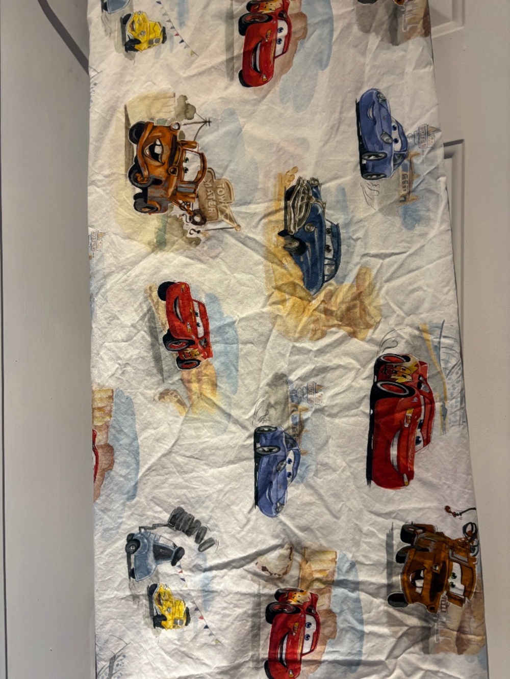Pottery Barn Kids Disney Pixar Cars Twin Flat Sheet 100% Organic Cotton White M